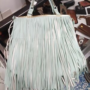 Steve Madden Light Green Fringe Crossbody Bag